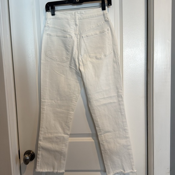 Madewell white high rise, slim crop boyjean  cropped ankle jeans raw hem 24 - Picture 8 of 11